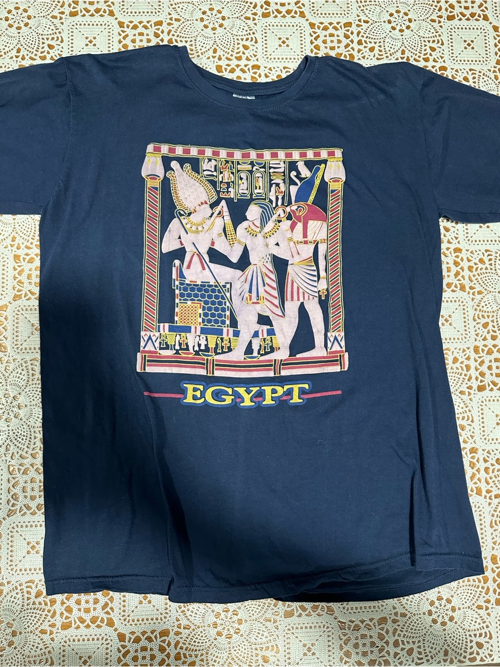 Vintage Egypt Graphic T-Shirt Large Ancient Egyptian Hieroglyphics Tourist Tee